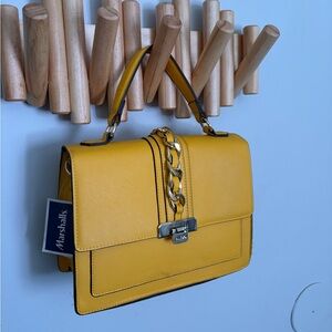 Aldo Yellow Satchel with Chain Accent